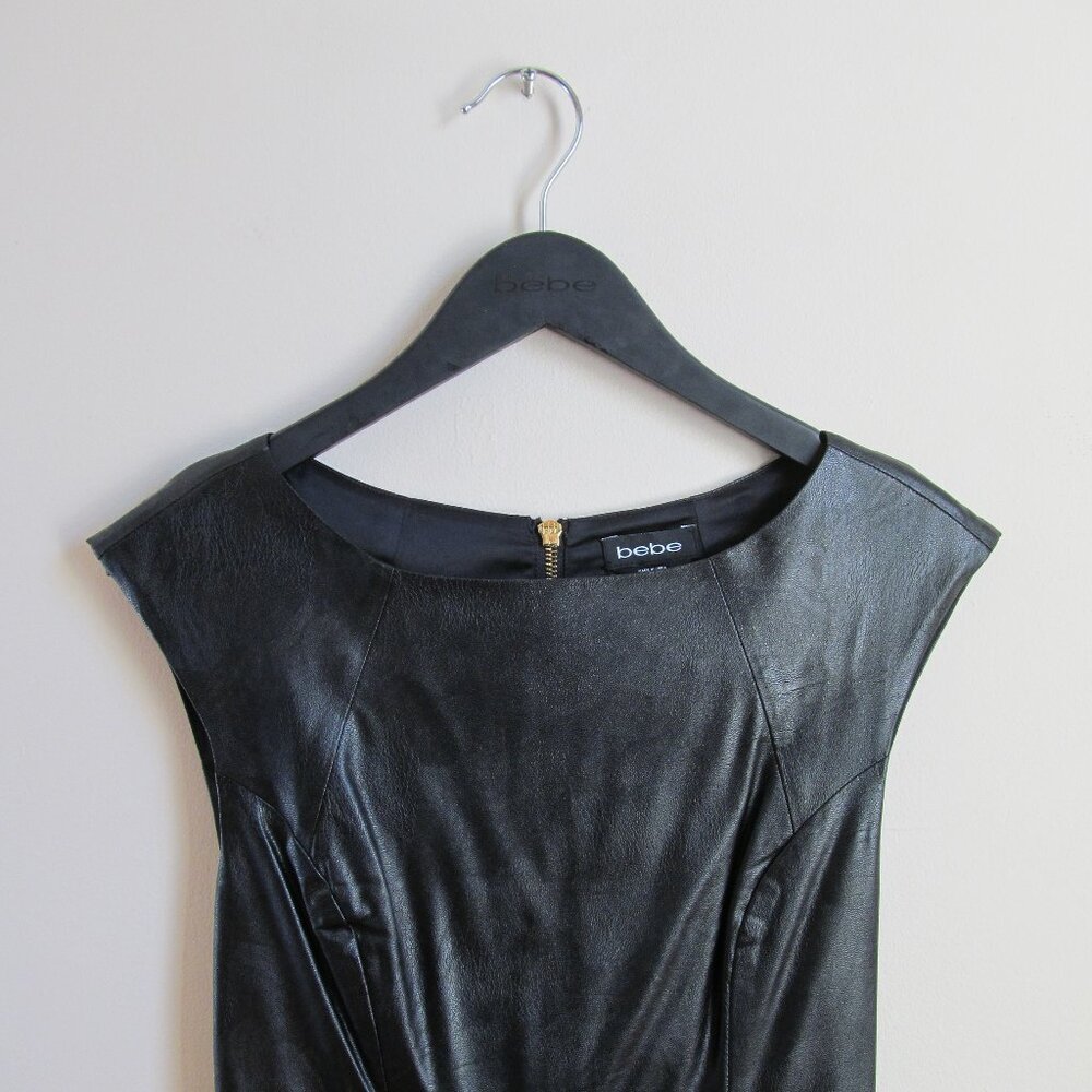 NWT bebe Sexy Black Faux Leather Dress – Size 6 (More Like 2/4)
